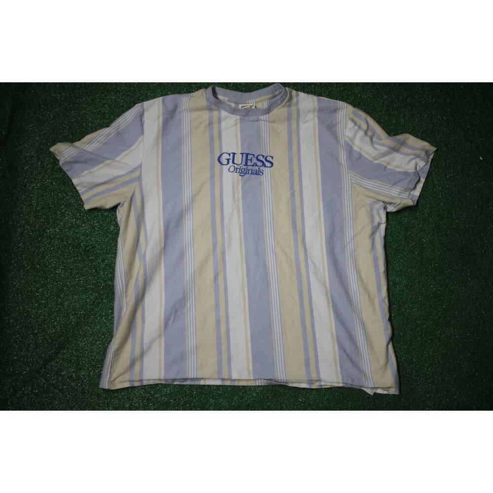 Guess Originals Striped Tee XL - Vintage Pastel Blue/Yellow